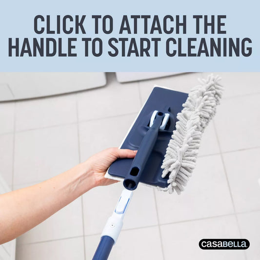 Casabella Click Clean and Organize Baseboard Cleaning Mop Head & Hook: Plastic, Reusable, Multipurpose Use, Blue