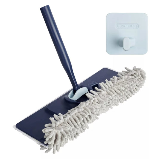 Casabella Click Clean and Organize Baseboard Cleaning Mop Head & Hook: Plastic, Reusable, Multipurpose Use, Blue