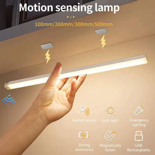 Motion Sensor LED Cabinet Light Rechargeable Versatile Use Portable Cordless Magnetic for Kitchen Bedroom Detector Light